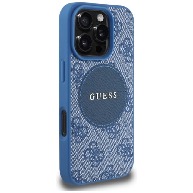 Case Guess 4G Circle Classic Logo MagSafe for iPhone 16 Pro blue - imagine 4