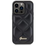 Guess GUHCP15LPSQSQSK iPhone 15 Pro 6.1" black hardcase Quilted Metal Logo - imagine 3