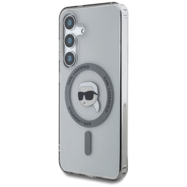 Case Karl Lagerfeld Button Karl Head Printed Logo MagSafe for Samsung Galaxy S25 black - imagine 2