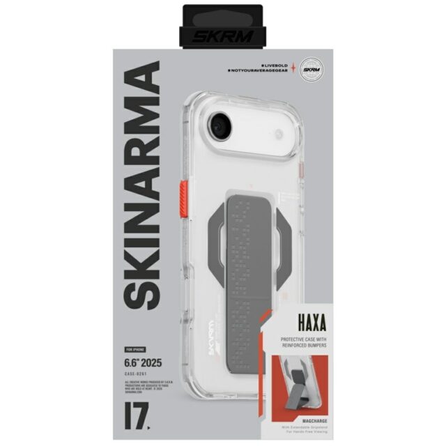 Skinarma Haxa Case for iPhone Air Magnetic Charging + Grip Stand Transparent - imagine 5