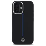 Mercedes MEHMP16S23SUMBK iPhone 16 6.1" black hardcase Silicone Blue Stripe MagSafe - imagine 3