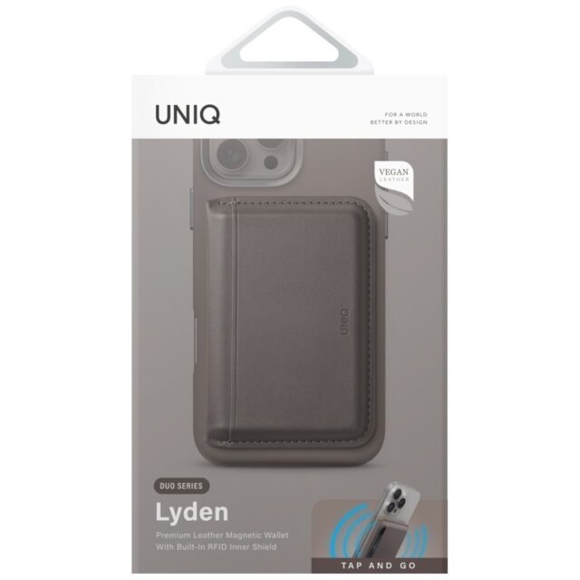 Magnetic RFID wallet UNIQ Lyden DS stand phone gray - imagine 4