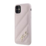 Karl Lagerfeld KLHCN61PQDSMGP iPhone 11 / Xr 6.1" pink hardcase Diagonal Quilted Script - imagine 2