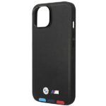 BMW BMHMP14S22PTDK iPhone 14 / 15 / 13 6.1" black Leather Stamp Tricolor Magsafe - imagine 6