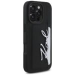Case Karl Lagerfeld HC Grained PU Cardslot Metal Signature for iPhone 16 Pro Max black - imagine 4