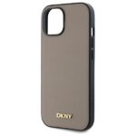 DKNY DKHMP15SPGHLME iPhone 15 6.1" beige hardcase Grained Metal Logo MagSafe - imagine 6
