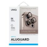 UNIQ Optix Aluminum Camera Lens Protector iPhone 16 Pro 6.3" /16 Pro Max 6.9" taupe gold glass on o - imagine 2