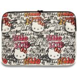Hello Kitty Sleeve HKCSZPDGPTE 14" beige Zip PU Tags Graffiti
