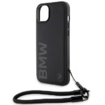 Case BMW BMHCP15S23RMRLK iPhone 15 / 14 / 13 6.1" black hardcase Signature Leather Wordmark Cord - imagine 5