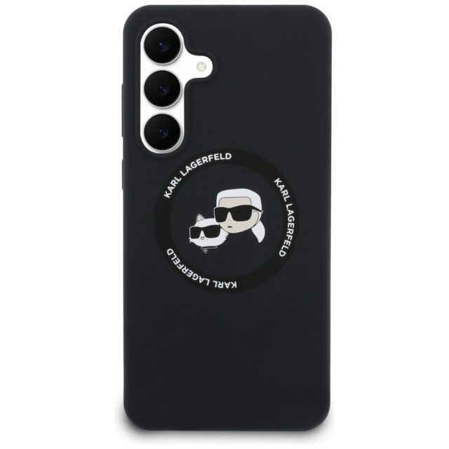 Case Karl Lagerfeld Silicone Karl&Choupette Heads MagSafe for Samsung Galaxy S25 FE black - imagine 3