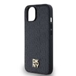 DKNY DKHMP14SPSHRPSK iPhone 14 / 15 / 13 black hardcase Leather Monogram Pattern Metal Logo MagSafe - imagine 6
