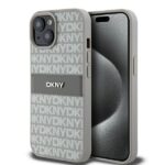 DKNY DKHCP15MPRTHSLE iPhone 15 Plus / 14 Plus 6.7 inch beige hardcase Leather Mono Stripe & Metal Lo