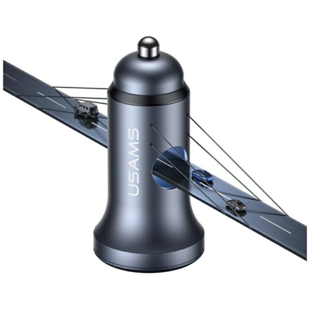 USAMS CC320 Aluminum Car Charger 2.4A 2xUSB-A tarnish - imagine 3