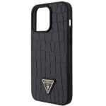 Guess GUHCP15XPCRTHCK iPhone 15 Pro Max 6.7" black hardcase Croco Triangle Metal Logo - imagine 6