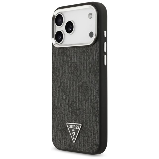 Case Guess 4G Triangle Logo MagSafe for iPhone 17 Pro Max black silver - imagine 2