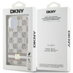DKNY DKHMP15SHCPTSE iPhone 15 / 14 / 13 6.1 inch beige hardcase IML Checkered Mono Pattern & Printed - imagine 8