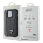 Guess GUHCP15XPCRTHCK iPhone 15 Pro Max 6.7" black hardcase Croco Triangle Metal Logo - imagine 8