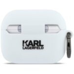 Case Karl Lagerfeld Silicone Karl Head   3D for AirPods Pro 3 white - imagine 3