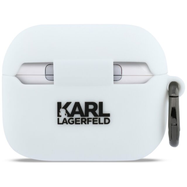 Case Karl Lagerfeld Silicone Karl Head   3D for AirPods Pro 3 white - imagine 3