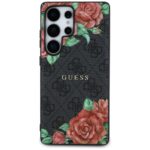 Guess Leather 4G Flowers Print Metal Classic Logo MagSafe Case Samsung Galaxy S25 Ultra black - imagine 3