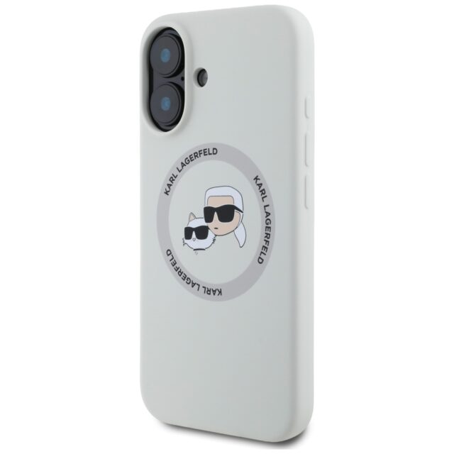 Case Karl Lagerfeld Silicone Double Heads And Circle MagSafe for iPhone 16 beige - imagine 2