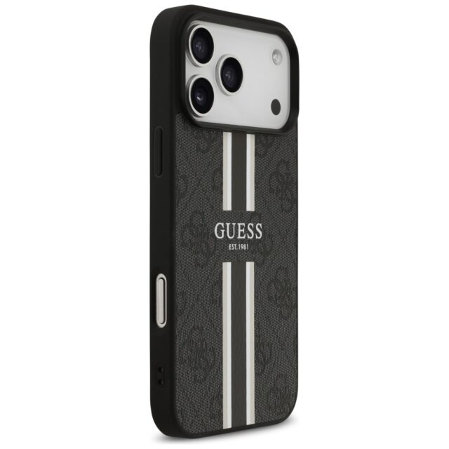 Case Guess 4G Printed Stripes MagSafe for iPhone 17 Pro Max black - imagine 4