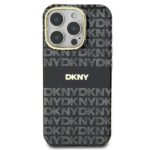 DKNY DKHMP16LHRHSEK iPhone 16 Pro 6.3" black hardcase Repeat Texture Pattern With Stripe - imagine 3