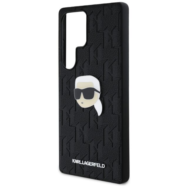 Case Karl Lagerfeld Leather Monogram Pin Logo Karl Head Samsung Galaxy S25 Ultra Black - imagine 6