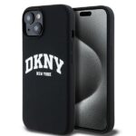 DKNY DKHMP15SSNYACH iPhone 15 / 14 / 13 6.1" black hardcase Liquid Silicone White Printed Logo MagSa