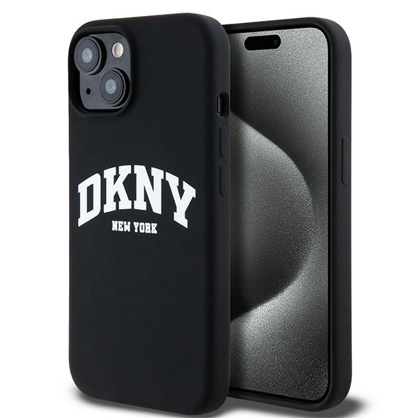 cps-34d3b8b91b06f177eacc42bbac8f4edb-2025-12-06-01-53-30 DKNY DKHMP15SSNYACH iPhone 15 / 14 / 13 6.1" black hardcase Liquid Silicone White Printed Logo MagSa - imagine 1