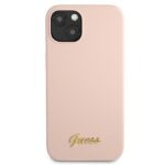 Guess GUHMP13MLSLMGLP iPhone 13 / 14 /15 6,1" light pink hardcase Silicone Script Gold Logo Magsaf - imagine 3