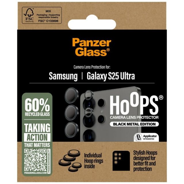 PanzerGlass Hoops Lens Protector Tempered Glass for Samsung Galaxy S25 Ultra Black - imagine 4