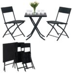 Small Black Forest Garden Furniture Set, Two Chairs + Black Table