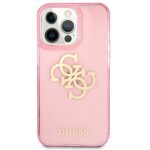 Guess GUHCP13LPCUGL4GPI iPhone 13 Pro /13 6,1" pink hard case Glitter 4G Big Logo - imagine 3