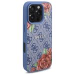 Guess GUHMP16LP4ROPEMCB iPhone 16 Pro 6.3" blue hardcase 4G Flowers Print MagSafe - imagine 4
