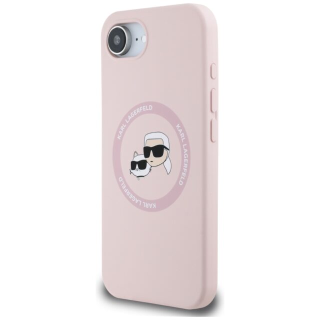 Case Karl Lagerfeld Silicone Karl&Choupette Heads MagSafe for iPhone 16e pink - imagine 2