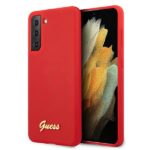 Guess GUHCS21SLSLMGRE S21 G991red hardcase Silicone Script Metal Logo
