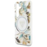 Case Guess Glitter Flowers Triangle Buttons MagSafe for Samsung Galaxy S25 white - imagine 6