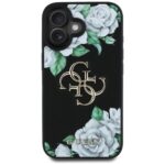 Case Guess Grained Roses Big 4G logo for iPhone 16 black - imagine 3