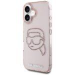 Case Karl Lagerfeld IML Rhinestones Karl Head for iPhone 16 pink - imagine 2