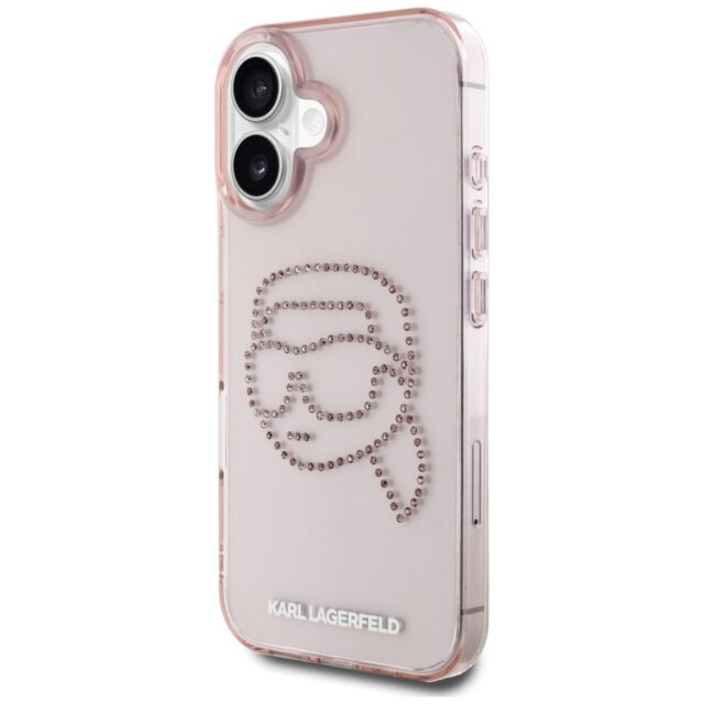 Case Karl Lagerfeld IML Rhinestones Karl Head for iPhone 16 pink - imagine 2