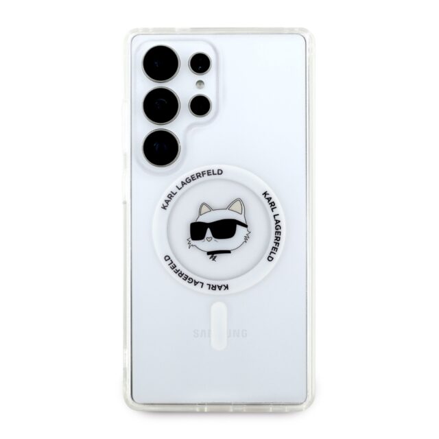 Etui Karl Lagerfeld Button Choupette Head Printed Logo MagSafe Samsung Galaxy S25 Ultra white - imagine 3