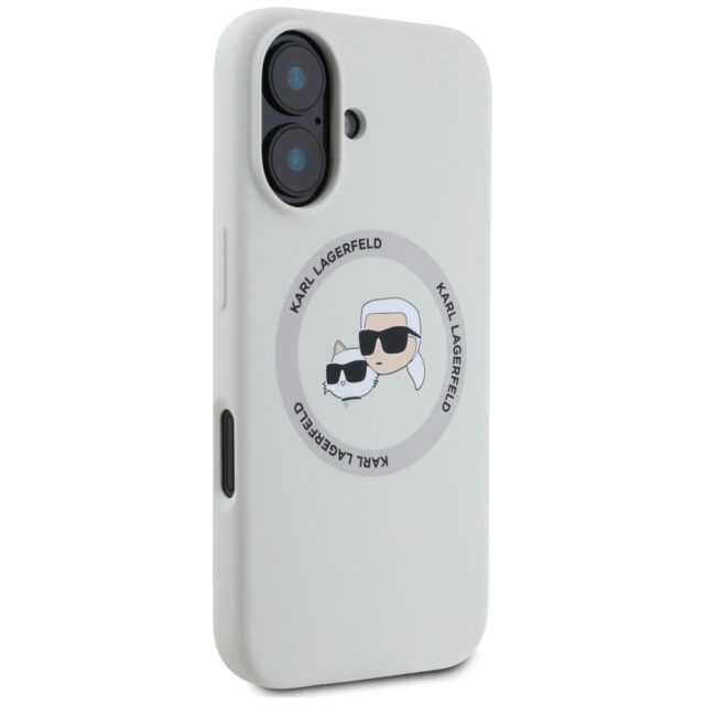 Case Karl Lagerfeld Silicone Double Heads And Circle MagSafe for iPhone 16 beige - imagine 4