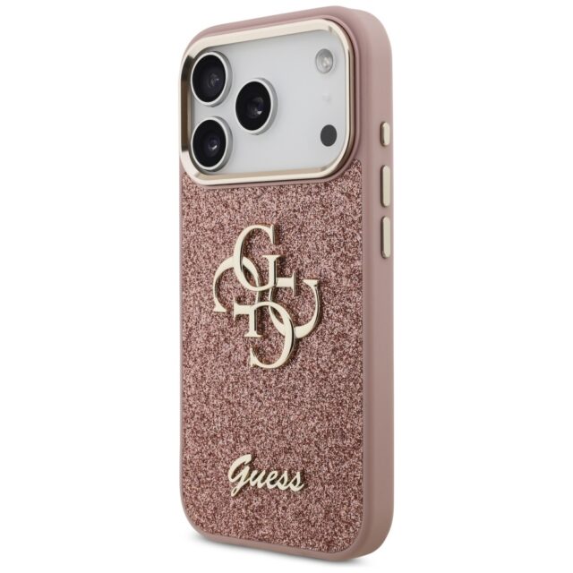 Guess Fixed Glitter Big 4G Metal Frame Case for iPhone 17 Pro Pink - imagine 2