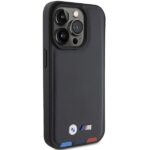 BMW BMHCP15L22PTDK iPhone 15 Pro 6.1" black Leather Stamp Tricolor - imagine 4