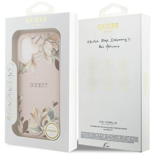 Guess Grained Flowers Classic Logo MagSafe Case for iPhone 17 Pink - imagine 8