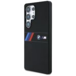 Case BMW Silicone Middle Tricolor Stripes MagSafe for Samsung Galaxy S25 Ultra black - imagine 2