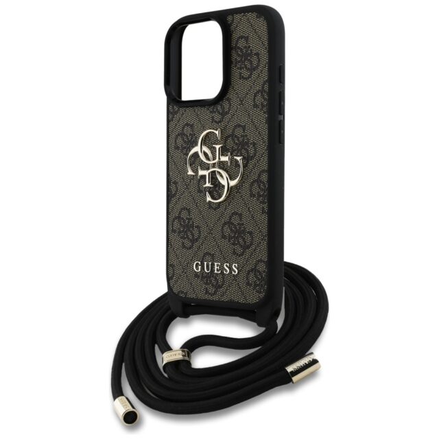Case Guess 4G Big Logo Cord Stap Crossbody for iPhone 16 Pro Max brown - imagine 5