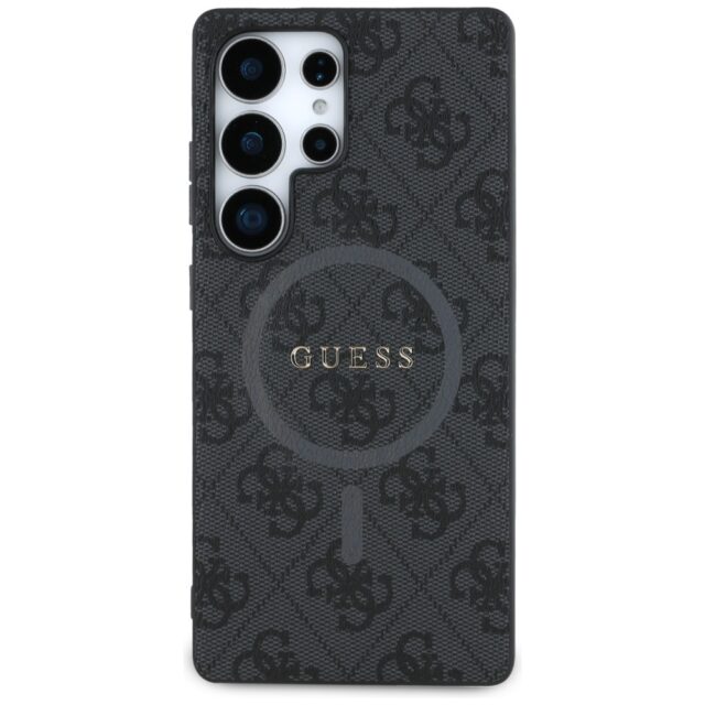Case Guess Leather 4G Colored Ring Classic Logo MagSafe Samsung Galaxy S25 Ultra black - imagine 3