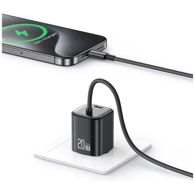 USAMS JC Series CC261 20W GaN Mini Fast Charger 2xUSB-C Black - imagine 6